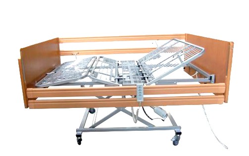 Elektrisch bed inclusief zelfoprichter en zijsponden (tot 210 kg) - kleur : Beuk