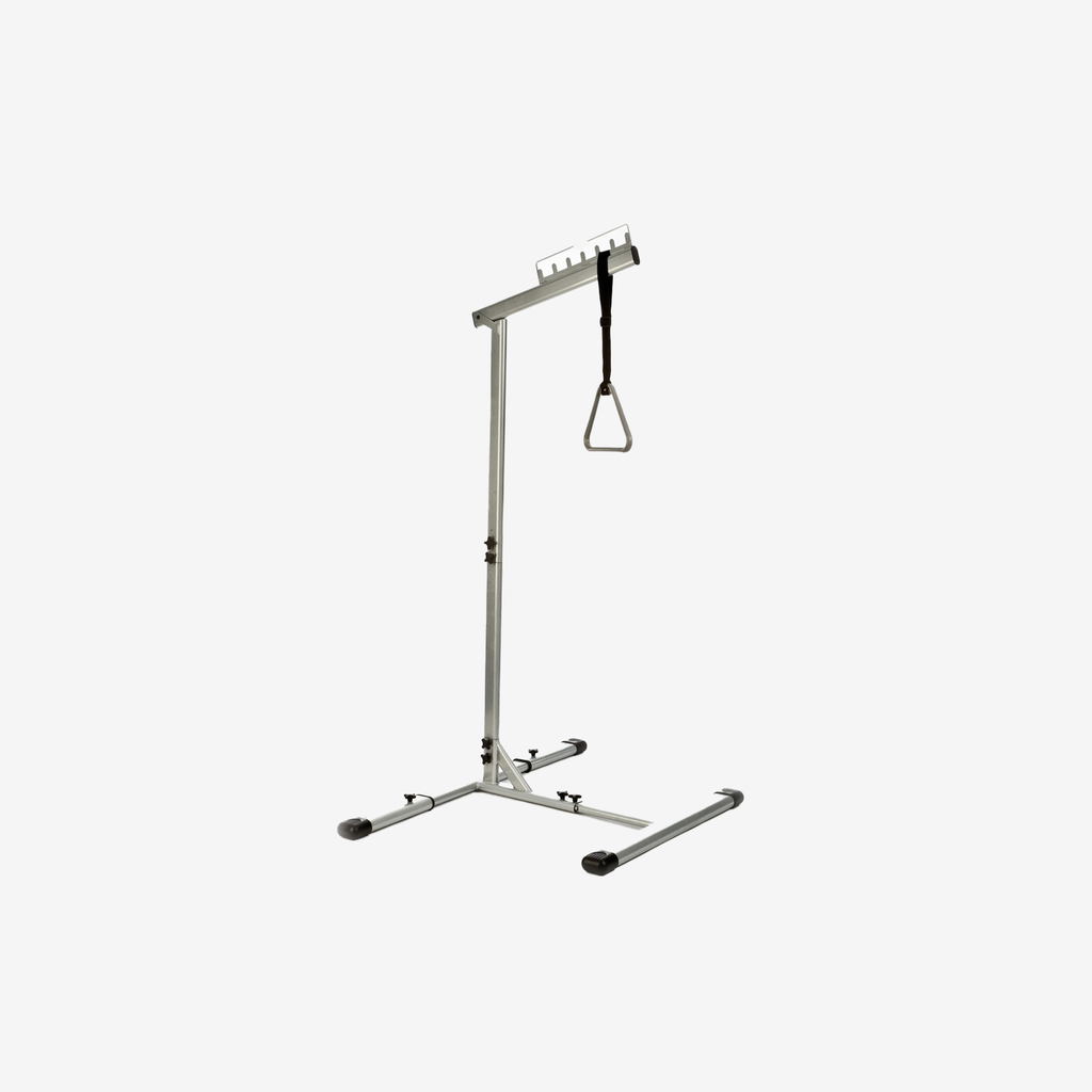 Free-standing self-lifting pole