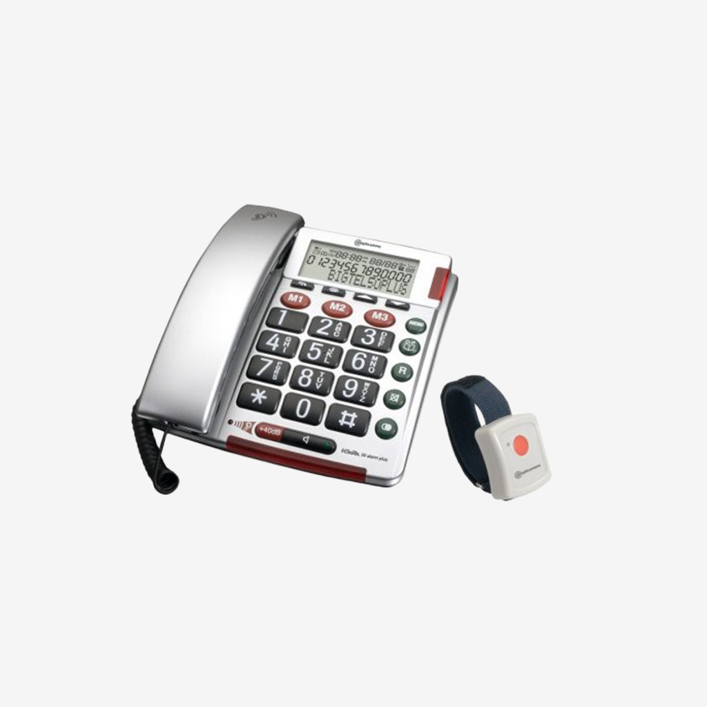 *Téléphone avec gros boutons et bouton d’urgence